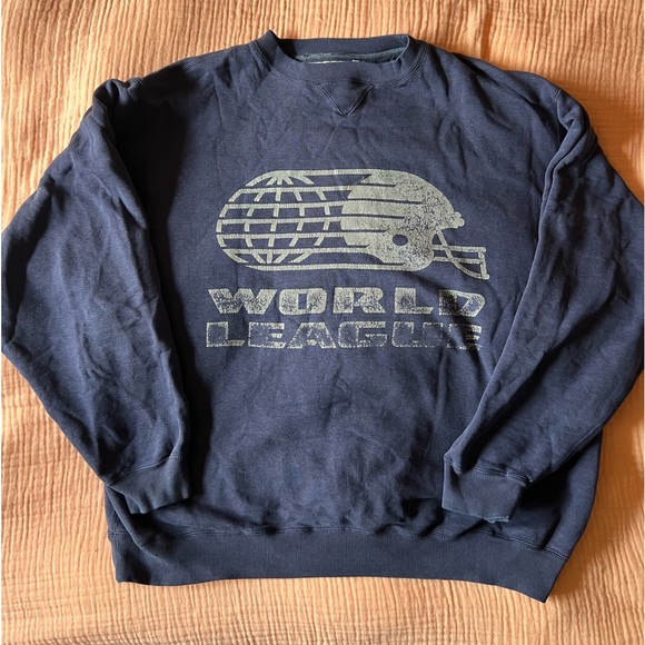 LOGO 7 Other - RARE 90s World League American Football Blue Pullover Sweatshirt XL Logo 7 WLAF